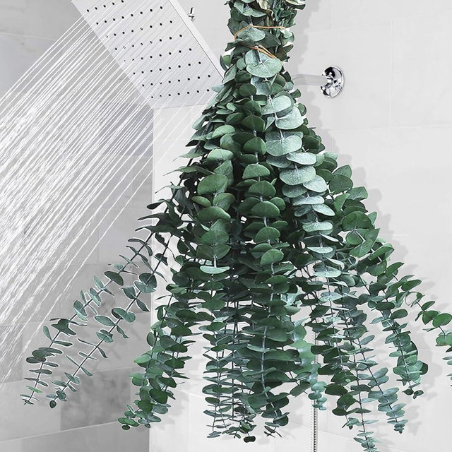 Eslibin 12 PCS Dried Eucalyptus Stems for Shower - 17" Large Preserved Eucalyptus Leaves Bundle, Made from Real Fresh Eucalyptus Green Plant for Shower Hanging, Bathroom Decor