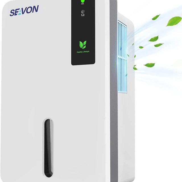 Dehumidifier Seavon 3200 Cubic Feet(280 sq ft) Dehumidifier for Damp Rid, 1500ml Capacity, Portable Compact and Quiet Dehumidifiers