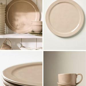 Reeves Portuguese Stoneware Dinner Plates (Tan), Set of 4