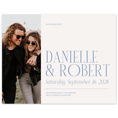 Denim Blue Wedding Digital Save the Date - Jaden Landscape