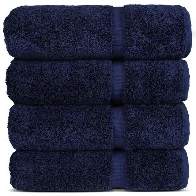 Chakir Turkish Linens Hotel & Spa Quality, Highly Absorbent Towel Set (Bath Towel - Set of 4, Navy)