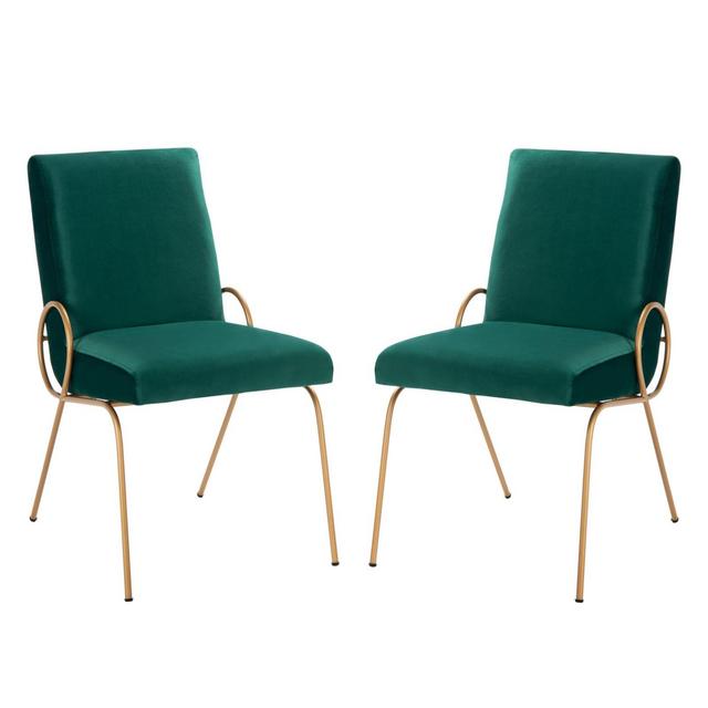 Safavieh Fanlia Side Chairs in Emerald/Gold (Set of 2)