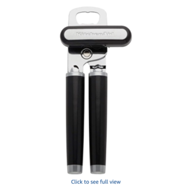 KitchenAid Classic Multifunction Can Opener and Bottle Opener Easy to Use, Razor Sharp Stainless Steel Cutting Wheel, Soft Ergonomic Handles, Black