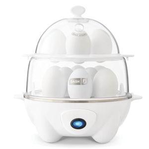 DASH Deluxe Rapid Egg Cooker for Hard Boiled, Poached, Scrambled Eggs, Omelets, Steamed Vegetables, Dumplings & More, 12 capacity, with Auto Shut Off Feature - White