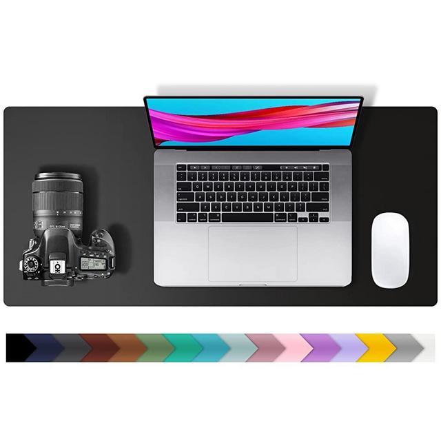 Leather Desk Pad Protector,Mouse Pad,Office Desk Mat,Non-Slip PU Leather Desk Blotter,Laptop Desk Pad,Waterproof Desk Writing Pad for Office and Home (Black,23.6" x 13.7")