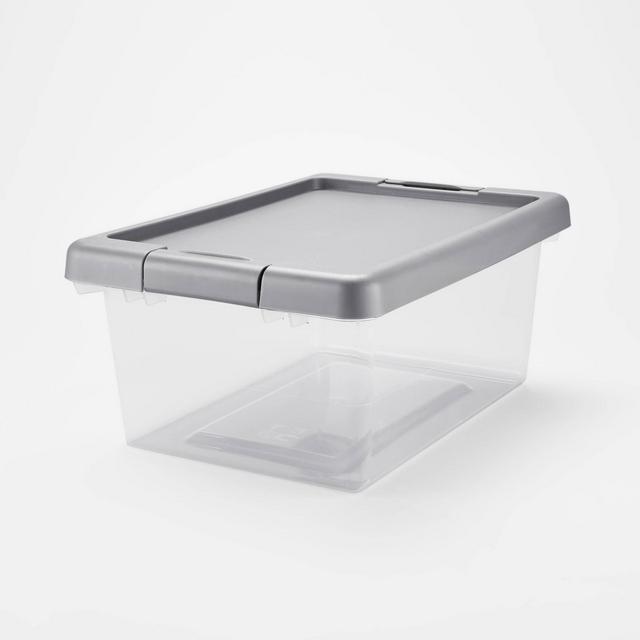 Home Logic 15 qt. Latch Lid Storage Bins, Clear/White, 8/Pack (7101)