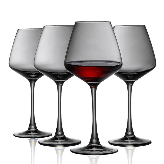 PTSTING Wine Glasses Grey Wine Glasses 15.5oz Red Wine Glasses Set of 4 Burgundy Wine Glasses for Wine Tasting, Wedding Gift, Anniversary, Christmas, Birthday