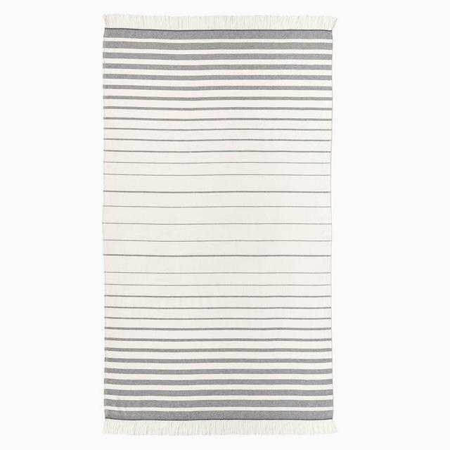 Organic Turkish Stripe Beach Towel, Black, 40"x70"