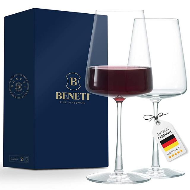 German Made Wine Glasses, High-End Wine Glass, [Set of 2] 17 Ounces Red Wine Glasses, Premium Crystal Clear Blown Glassware for Wines, Extremely Durable, Great Gift for Holiday, Christmas, Birthday
