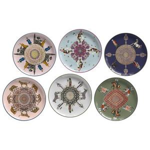Set of Six Costantinopoli Dinner Plates by Vito Nesta for Les Ottomans, Italy