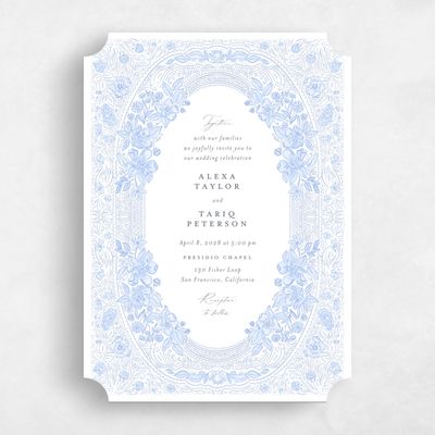 Blue Ticket Wedding Invitation - Siena Portrait