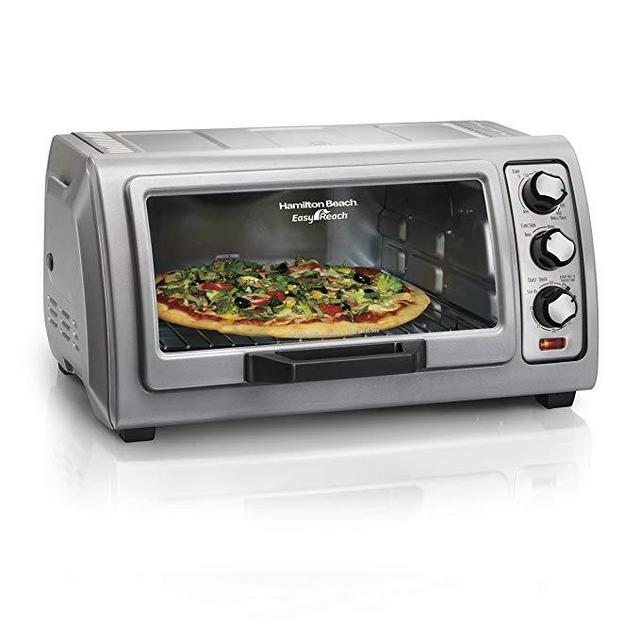 Hamilton Beach Countertop Toaster Oven Easy Reach with Roll-Top Door, 6-Slice & Auto Shutoff, Silver (31127D)