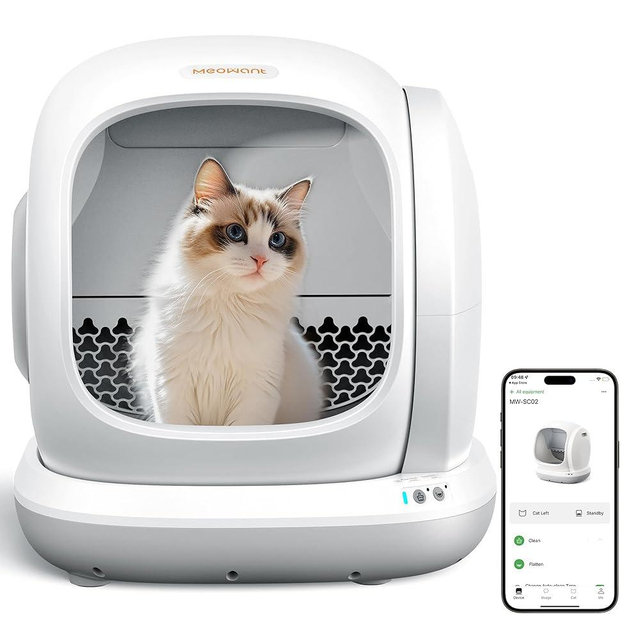 Meowant Self Cleaning Litter Box, Multi-Cat Compatible, Automatic Cat Litter Box Self Cleaning with APP Control, 75L Extra Large Open Low Entry Smart Cats Litter Boxs for Senior Cats Large Cats