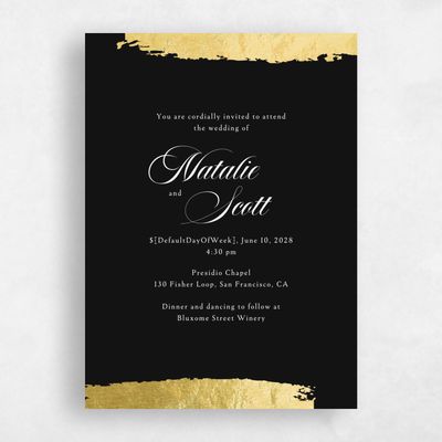 Black Wedding Invitation - Casey Portrait Foil