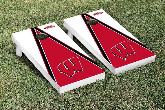 Wisconsin Badgers Cornhole Set - Triangle Version - Collegiate Licensed - Full Size Cornhole Set