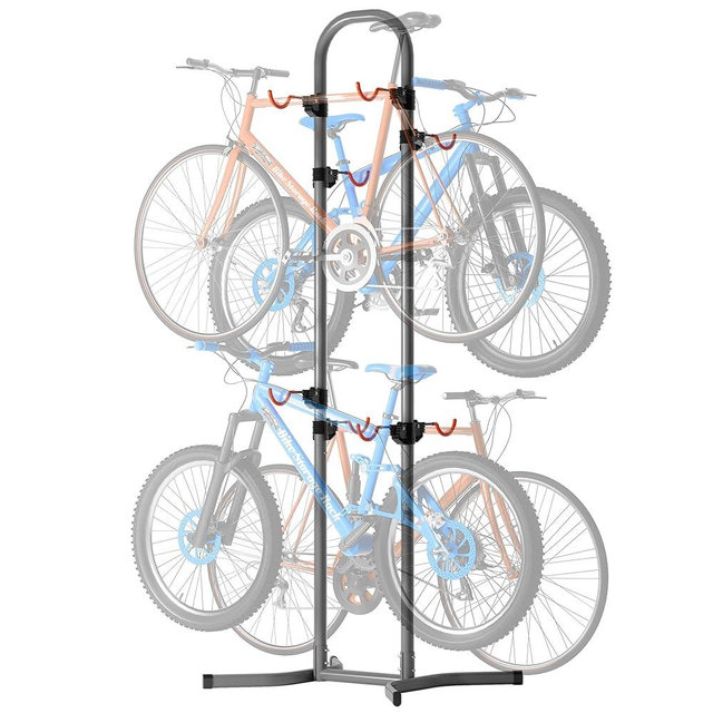 Suchtale 4 Bike Rack, Bicycle Rack, Bike Storage Rack for Garage Home, Freestanding Gravity Bike Stand, Adjustable Vertical Bicycle Holder for Indoor Outdoor, Bike Hanger Floor Parking Cycle Organizer