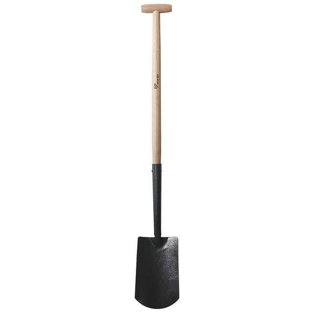 Worth Garden 47 Inch T-Grip Long Handle Heavy Duty Flat Edge Square Spade Shovel for Digging Gardening Trench Lines or Slicing Thick Turf