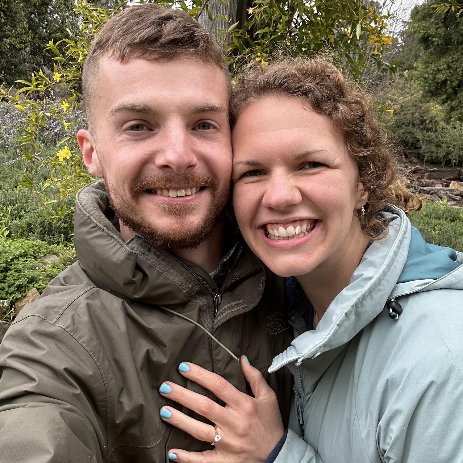Sparknotes:
1. LA Arboretum. Lavendar. 
2. He asked.
3. She laughed.
4. And thinks she fit a "yes" in there too.
5. She laughed more.
6. Pouring rain. 
7. Crazy joy!!