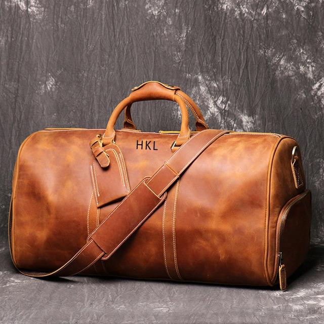 Handmade Full Grain Leather Duffle Bag with shoe Compartment Personalized Large Weekend Bag Vacation Holidays Travel Bag Best Men Gift