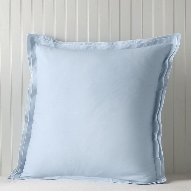 Sky Tipped Double Flange Percale Sham Set, Euro - Exclusive