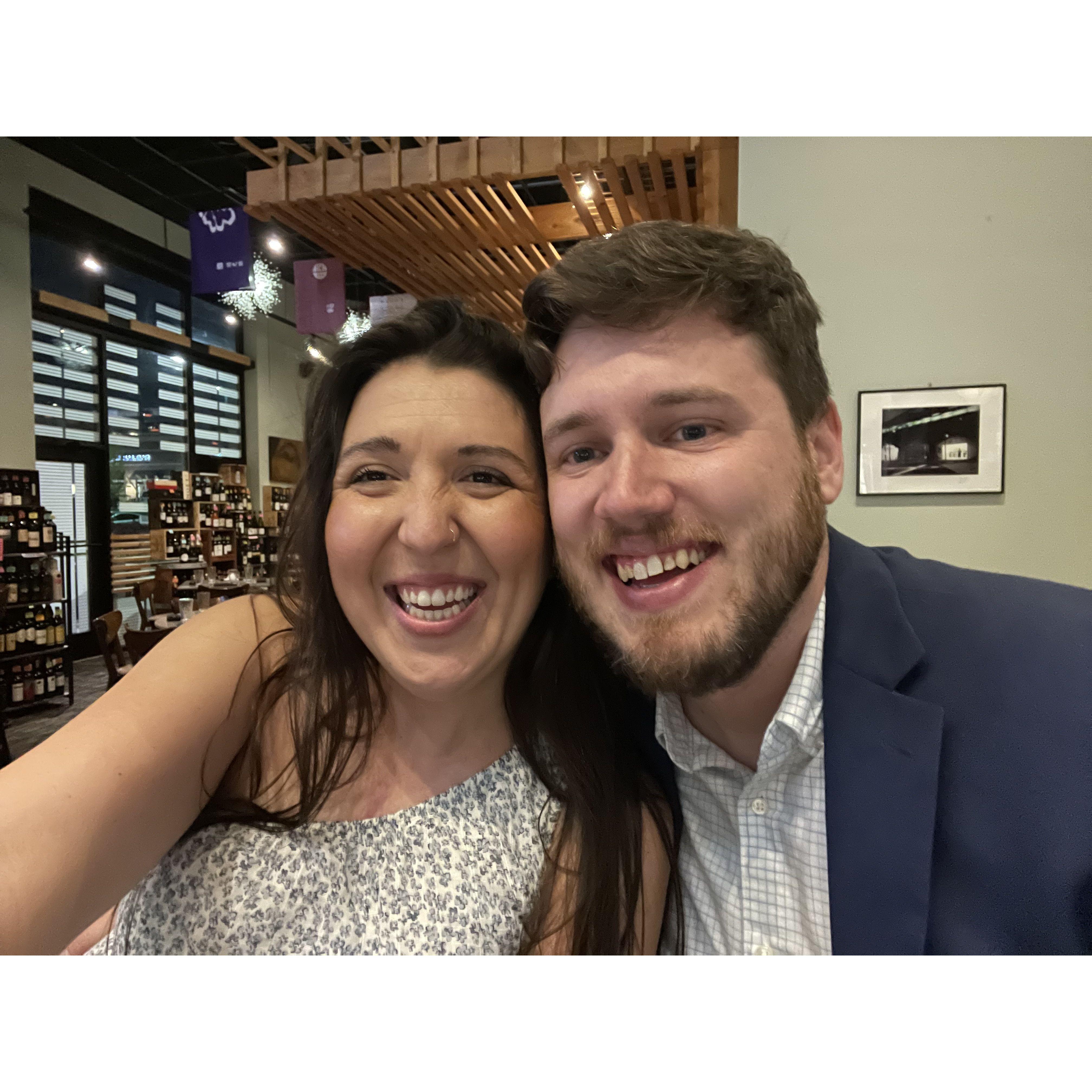 The night we got engaged! Look at our faces! SO HAPPY.
