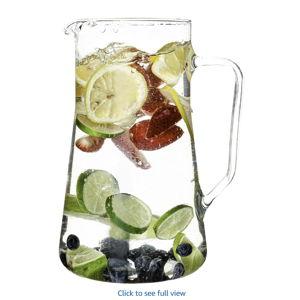 Simax Large Glass Pitcher With Spout, 2.5 Quart (80 Ounce) Borosilicate Glass Iced Tea Pitchers with Handle, Angled Cylinder Design, Glass Water Pitcher