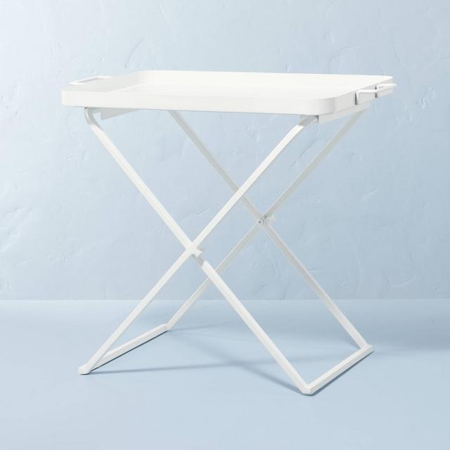 Collapsible Outdoor Metal Accent Table Sour Cream - Hearth & Hand™ with Magnolia