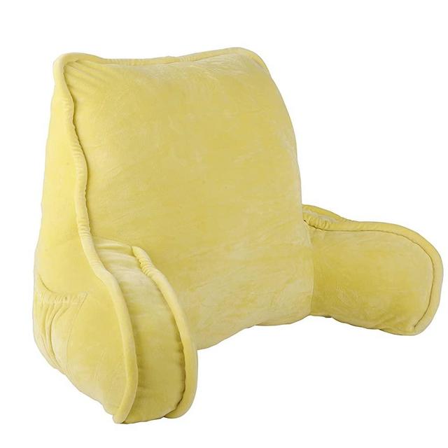 Home Soft Things Super Soft Bedrest Pillow Yellow Lounger Backrest Reading Pillow for Bed with Arms DIY Filling Need Assembly, 20" x 18" x 17", Butter Cup