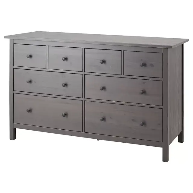 HEMNES 8-drawer dresser, dark gray stained63x37 3/8 "