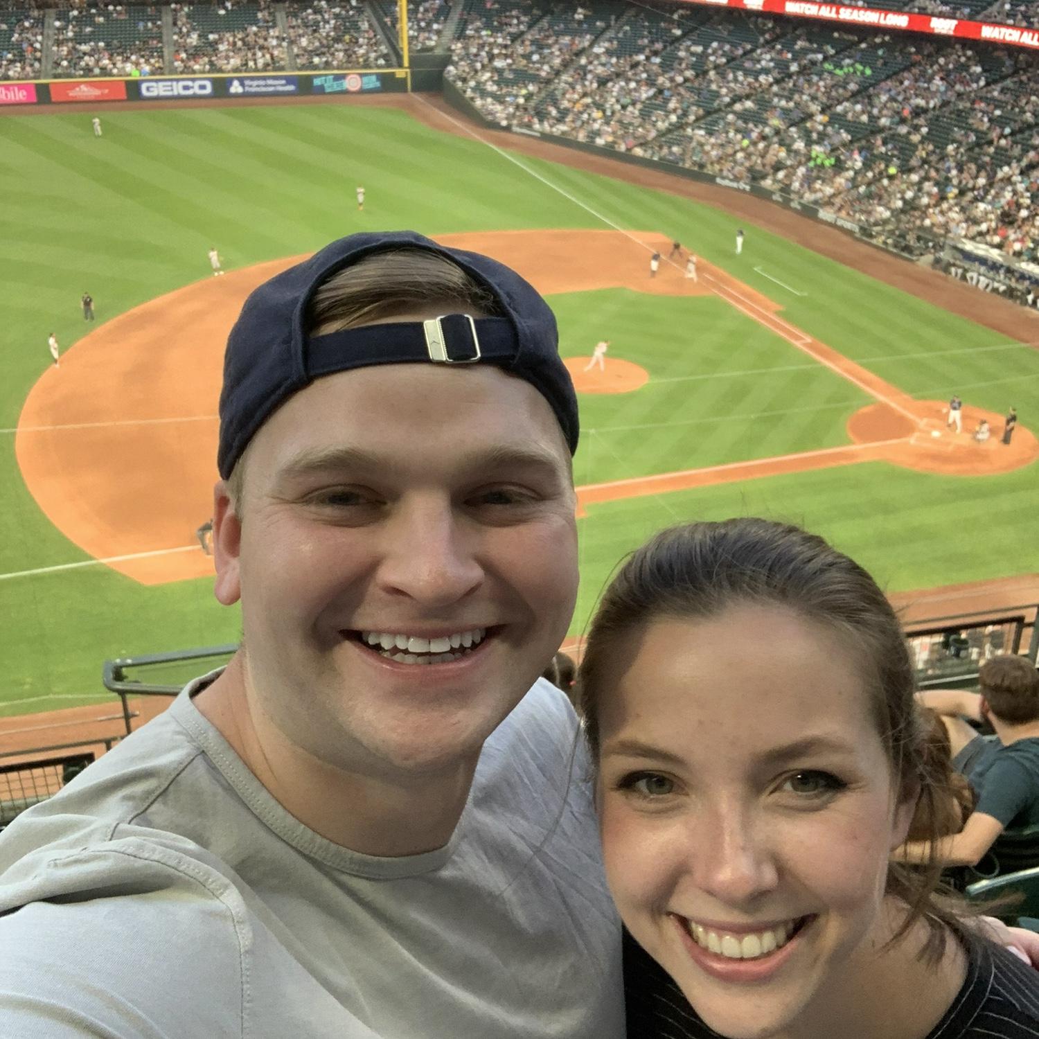 At a Mariner’s game June 2022 while studying for the bar exam.