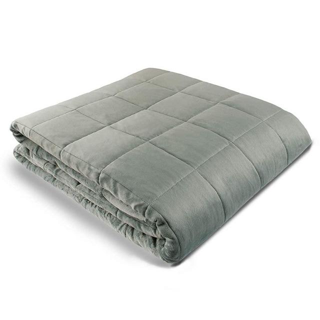 Weighted Blanket - 48" X 72" - 15-lbs - No Cover Required - Fits Full/Twin Size Bed - for 130-180-lb Adult - Silky Minky Grey - Premium Glass Beads - Calming Stimulation Sensory Relaxation