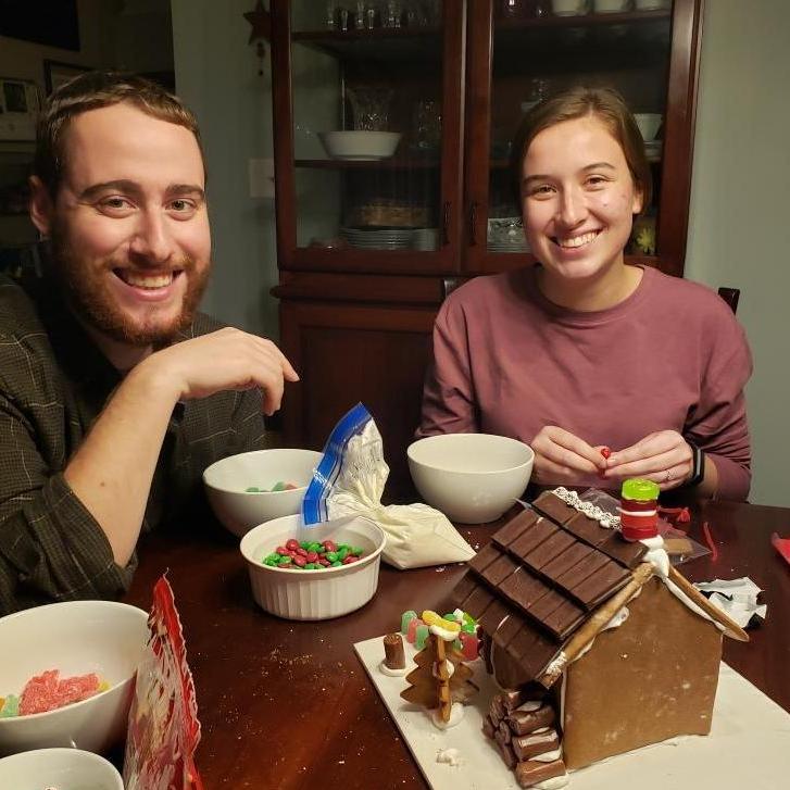 The annual Ayre tradition of building a gingerbread house (December 2020)