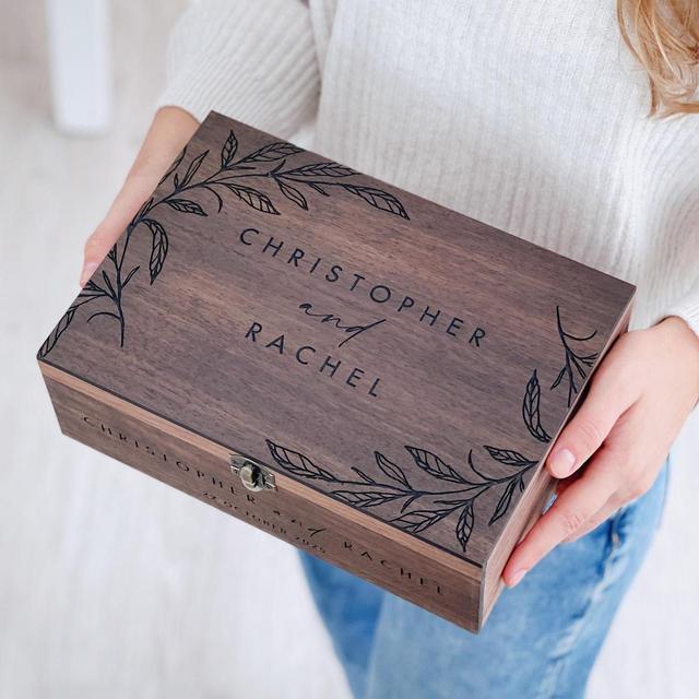 Custom Memory Keepsake Wooden Love Box with Personalization - Wedding card box, Christmas Couple Gift for Him, Her, Boyfriend, Girlfriend