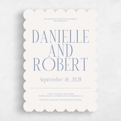 Blue Scalloped Wedding Invitation - Jaden Classic