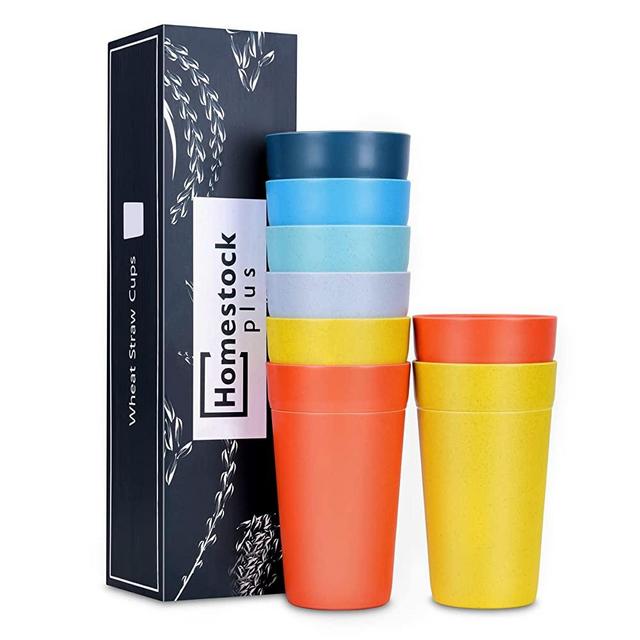 Homestockplus 【Set of 8】 20 Oz Tumbler Cups,Unbreakable Drinking Cups Microwave and Dishwasher Safe BPA Free E-Co Friendly Reusable Cup For Smoothies,Water