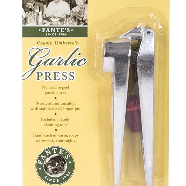 Fante's Garlic Press, includes cleaning tool, 6.25 x 1-Inches, Aluminum