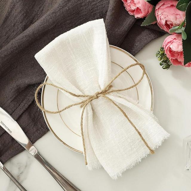Kukinta Linen Napkins Set of 12, Versatile 17x17 Inches Handmade Cotton Cloth Napkins, Dinner Table Cloth Napkins for Wedding, Christmas and Parties, White