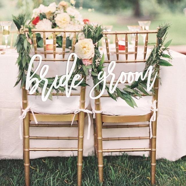 Bride and Groom Chair Signs for Wedding, Sweetheart Table Signs, Hanging Chair Sign, Wooden Wedding Signs, Wedding Photo Prop