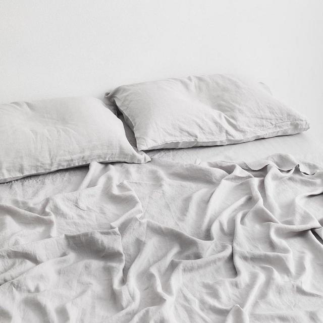 Fog 100% Flax Linen Fitted Sheet