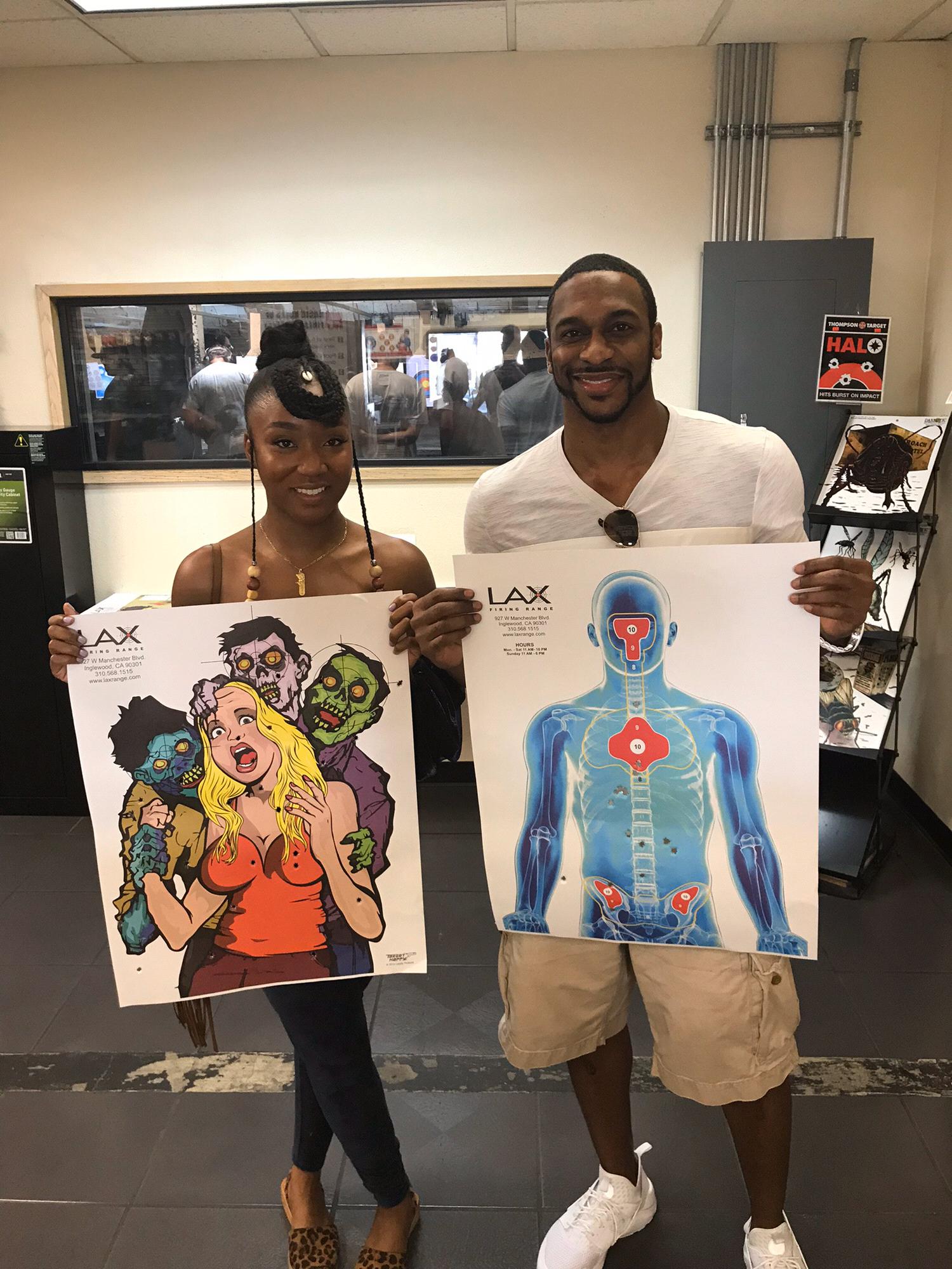 Joe visiting Leticia in LA, had a date to the gun range and the beach