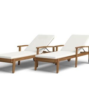 Saeon 28.25'' Outdoor Acacia Chaise Lounge Set