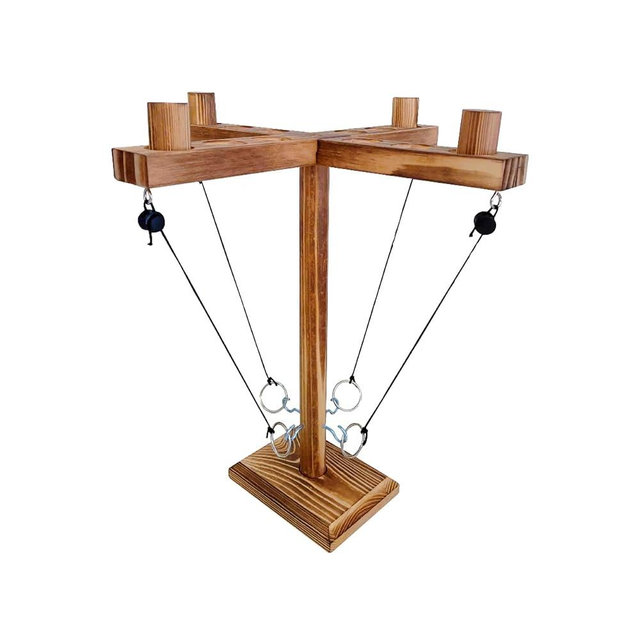 MB MATY BUNNY Ring toss Games,Wooden Hook and Tossing Game,Hook and Toss Games 2-4-Player PK, Ring Hook Game with Ladder (13 inch)