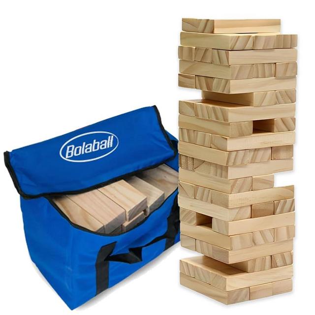 Bolaball Tumbling Tower 4 ft Giant with 56 pcs Blocks, Stacking Games, Indoor Outdoor for Games Friends & Family with Carry Bag