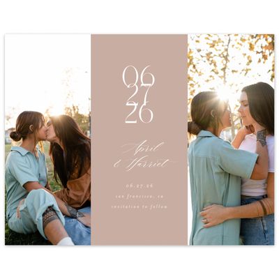 Latte, Brown Wedding Digital Save the Date - Aion Multiphoto