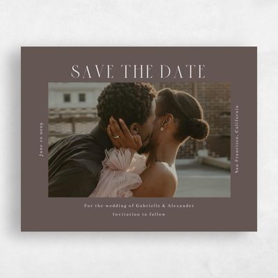 Dark Taupe, Brown Wedding Save the Date - Chaplin Landscape