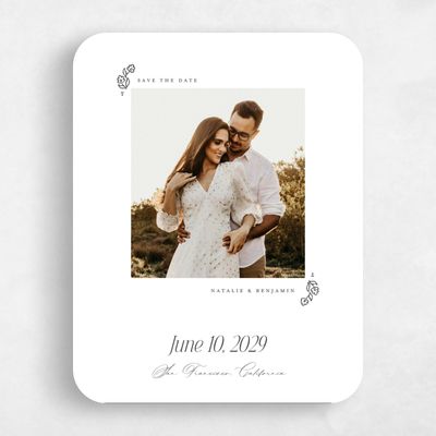 White Rounded Wedding Save the Date - Sorsha Photo