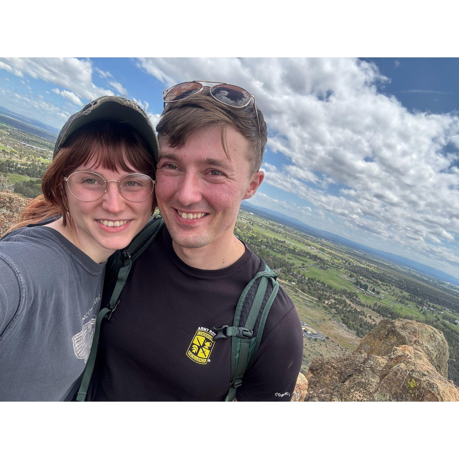 At Smith rock, shortly after he proposed!