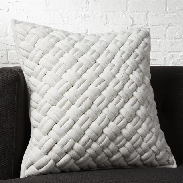 20" jersey interknit ivory pillow with feather-down insert
