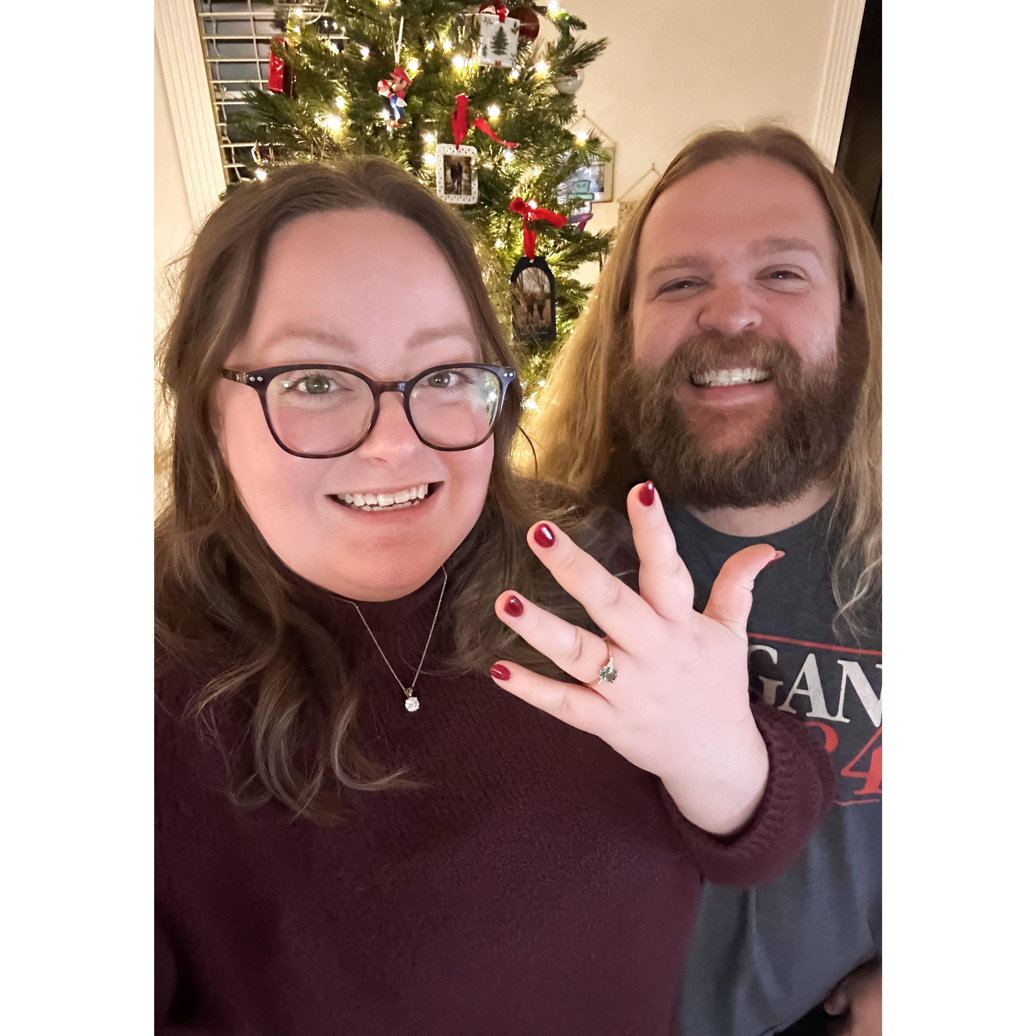 Justin (finally) proposed in our living room after midnight on Christmas Eve. We wouldn't have it any other way, we were able to spend Christmas morning soaking it in before telling our families