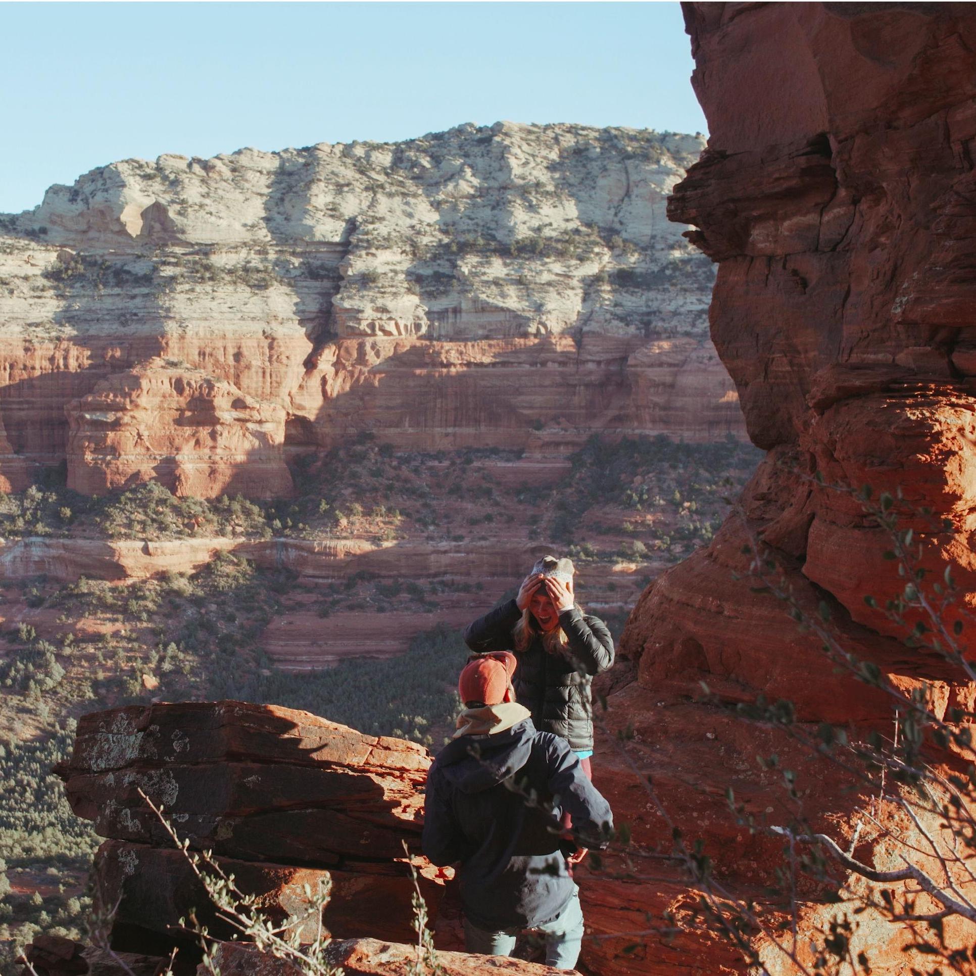 Totally surprised, in the beautiful Sedona. And Stephen sneakily had me film my own engagement.